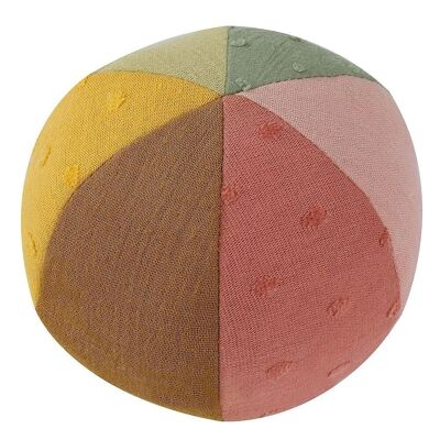 Pelota de tela fehnNATUR: pelota de juego con agarre con mezcla de materiales y sonajero para lanzar, agarrar y hacer rodar