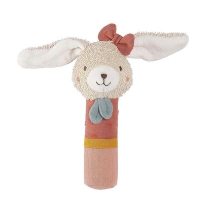 Conejo de juguete para agarrar palos fehnNATUR – Juguete de motricidad con sonajero y algodón orgánico (kbA)
