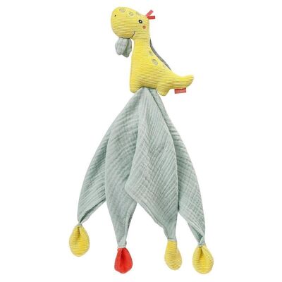 Schmusetuch Dino –  mit Baumwolle-Musselintuch &  Spielfigur 