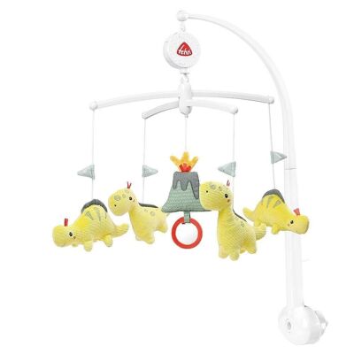 Musical Mobile Happy Dino – Wind-up mobile with music box melody “Brahms Lullaby” and figures z – With bed attachment