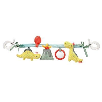 Kinderwagenkette Happy Dino – Mobile-Kette mit Anhänger-Figuren zum flexiblen Aufhängen an Kinderwagen, Babyschale, Bettchen, Wiege, Spielbogen