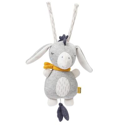 Mini music box donkey fehnNATUR – with cotton from controlled organic cultivation (kbA) – melody “Brahms Lullaby”