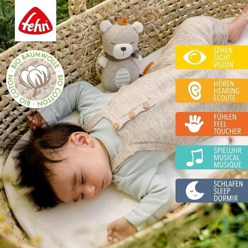 Mini boîte à musique Teddy fehnNATUR – avec coton issu de l'agriculture biologique certifiée (kbA) – mélodie « Dors, petit enfant, dors » 2