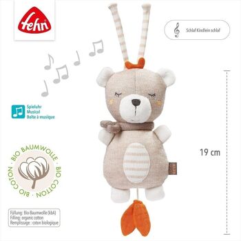 Mini boîte à musique Teddy fehnNATUR – avec coton issu de l'agriculture biologique certifiée (kbA) – mélodie « Dors, petit enfant, dors » 5