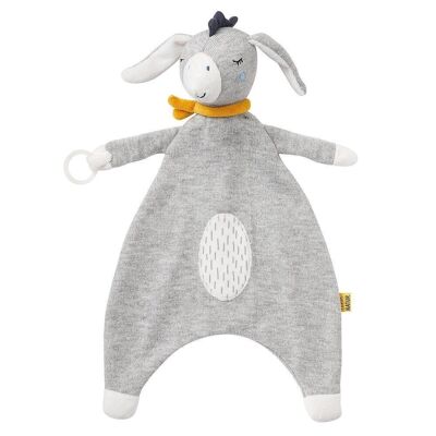 Cuddly blanket donkey fehnNATUR – with cotton from controlled organic cultivation (kbA) & pacifier attachment