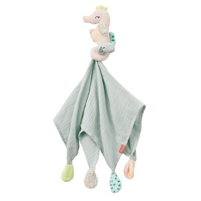 Manta cómoda con forma de caballito de mar, con tela de muselina de algodón y simpático muñeco de juguete
