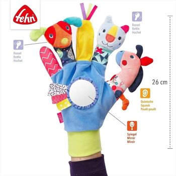 Gant de jeu COLOR Friends – gant de marionnette à doigt avec hochet, couinement et miroir 5