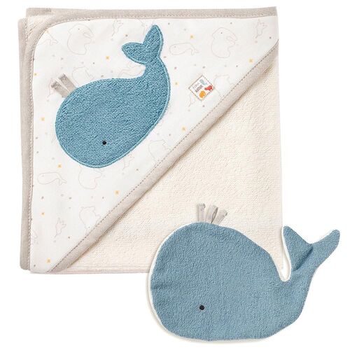 Bade-Set Wal fehnNATUR – Bade-Set Handtuch & Waschlappen mit Bio-Baumwolle (kbA)
