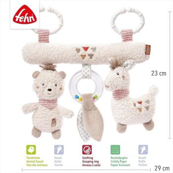 Trapèze d'activité Pérou – trapèze en tissu avec pendentifs animaux pour saisir, palper, jouer 5