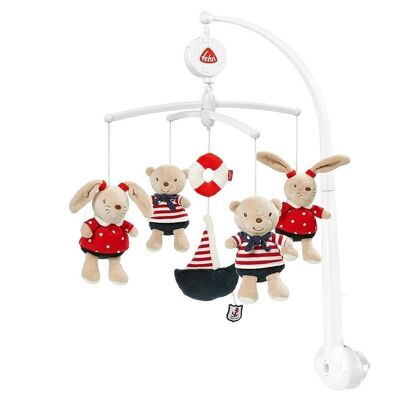 Music Mobile Ocean Club – Wind-up mobile with the music box melody “The moon has risen” – With bed attachment
