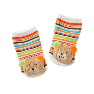Rattle socks teddy – activity baby socks with animal heads – educational toy for babies from 0-12 months