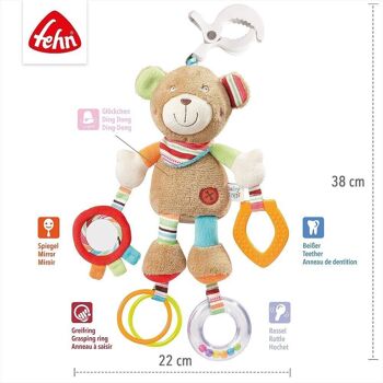 Peluche d'activité avec pince – jouet de motricité suspendu avec pendentifs passionnants à saisir et à émettre des sons 5