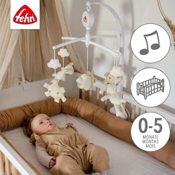 Mobile musical mouton – mobile à manivelle avec la mélodie de la boîte à musique « Dors, petit enfant dort » – avec fixation pour lit 2