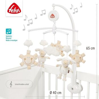 Mobile musical mouton – mobile à manivelle avec la mélodie de la boîte à musique « Dors, petit enfant dort » – avec fixation pour lit 4