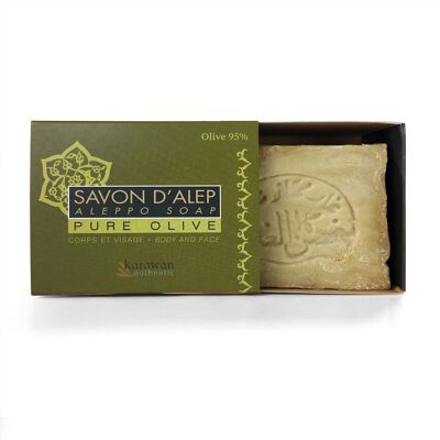 SAVON D'ALEP PURE OLIVE 95% - BOÎTE FOURREAU - 200G - VENDU PAR 6