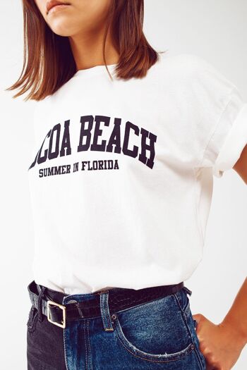 tee shirt cacao plage floride blanc 2