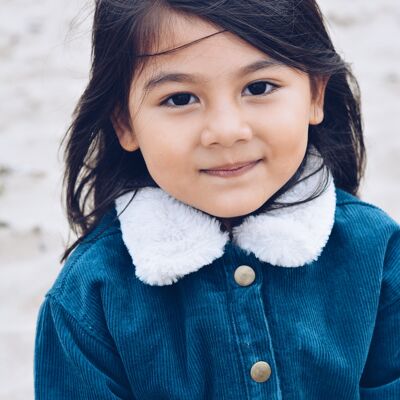 Blue corduroy and faux fur jacket for child/baby