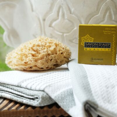 SAVON D'ALEP QUALITÉ - HUILE D'OLIVE 80% ET DE LAURIER 20% - FORMAT NOMADE 100G - VENDU PAR 6
