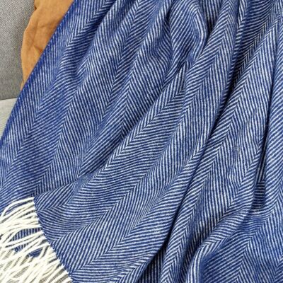 Wool blanket / cuddly blanket herringbone baltic sea limited edition