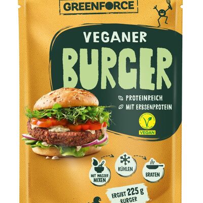 Hamburger vegani | Sostituto della carne di GREENFORCE 75g | polvere per hamburger a base vegetale a base di piselli | Senza glutine, ricco di proteine e vegano a base di piselli