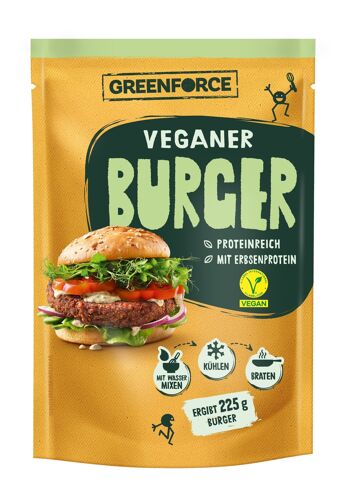 Burgers végétaliens | Substitut de viande de GREENFORCE 75g | poudre de burger à base de pois à base de plantes | Sans gluten, riche en protéines et végétalien à base de pois 1