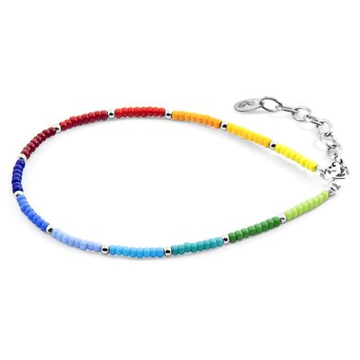 Mehrfarbiges Regenbogen-Zoey-Armband aus Silber und Miyoko-Glas