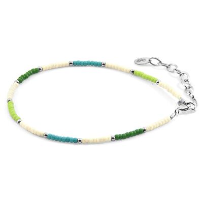 Green - Off White Zoey Silver and Miyoko Glass Bracelet