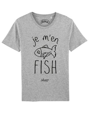 JE M'EN FISH - Tee-shirt gris chiné