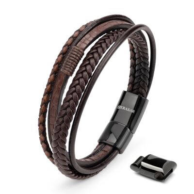 Bracelet en cuir "Wild" - marron - B046