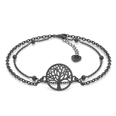 Bracciale con segno dell'infinito "Life" - Nero - S017