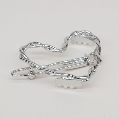 Barrette torsadée coeur - Little Valentine argentée (3,5 cm)