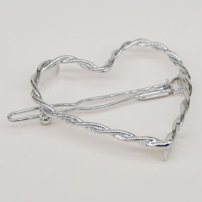 Twisted heart barrette - Silver Valentine (5 cm)