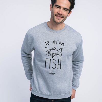 JE M'EN FISH - Sweat Gris chiné