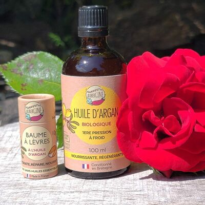 Set de regalo de argán - aceite de argán y bálsamo labial de argán - set de regalo navideño y de Año Nuevo