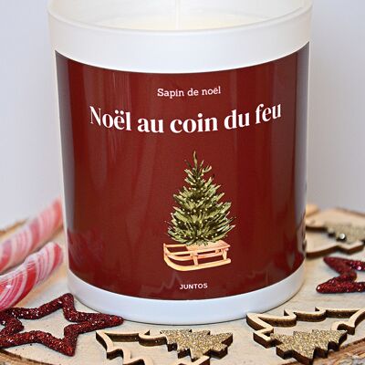 Vela navideña perfumada – Navidad junto al fuego – Tarro reutilizable