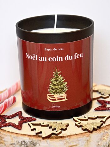 Bougie de Noël parfumée – Noël au coin du feu – Pot réutilisable 2