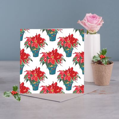 Tarjeta de Navidad con estampado de rosas navideñas (blancas)