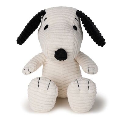 SNOOPY - Snoopy assis en velours côtelé crème -19 cm - %