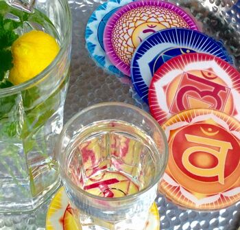 Sous-verres Chakra en verre par lot de 7 3