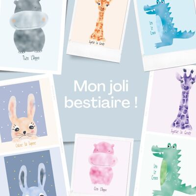 Set di 11 cartoncini formato A6 Collezione Bestiario