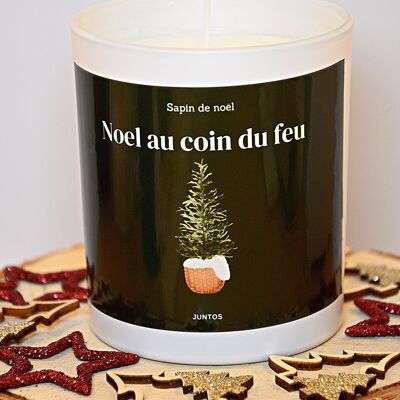 Vela navideña perfumada – Navidad junto al fuego – Tarro reutilizable
