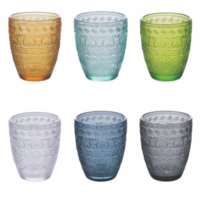 Set of 6 water glasses 300 ml in glass, Mexico