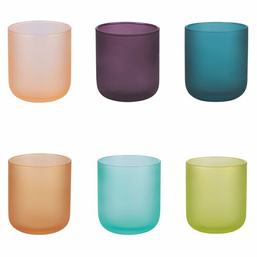 Set 6 bicchieri acqua 300 ml in vetro effetto frosted, Color Shock