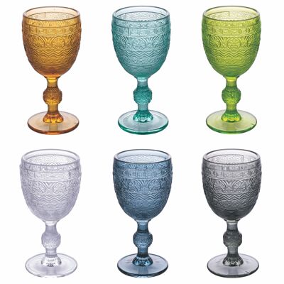 Set of 6 glasses 210 ml in colored glass, Mexico