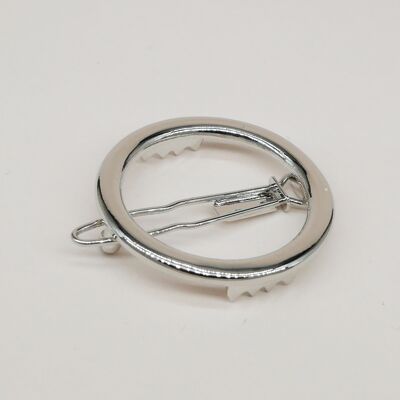 Smooth silver round barrette - Little Alice (3.5 cm)