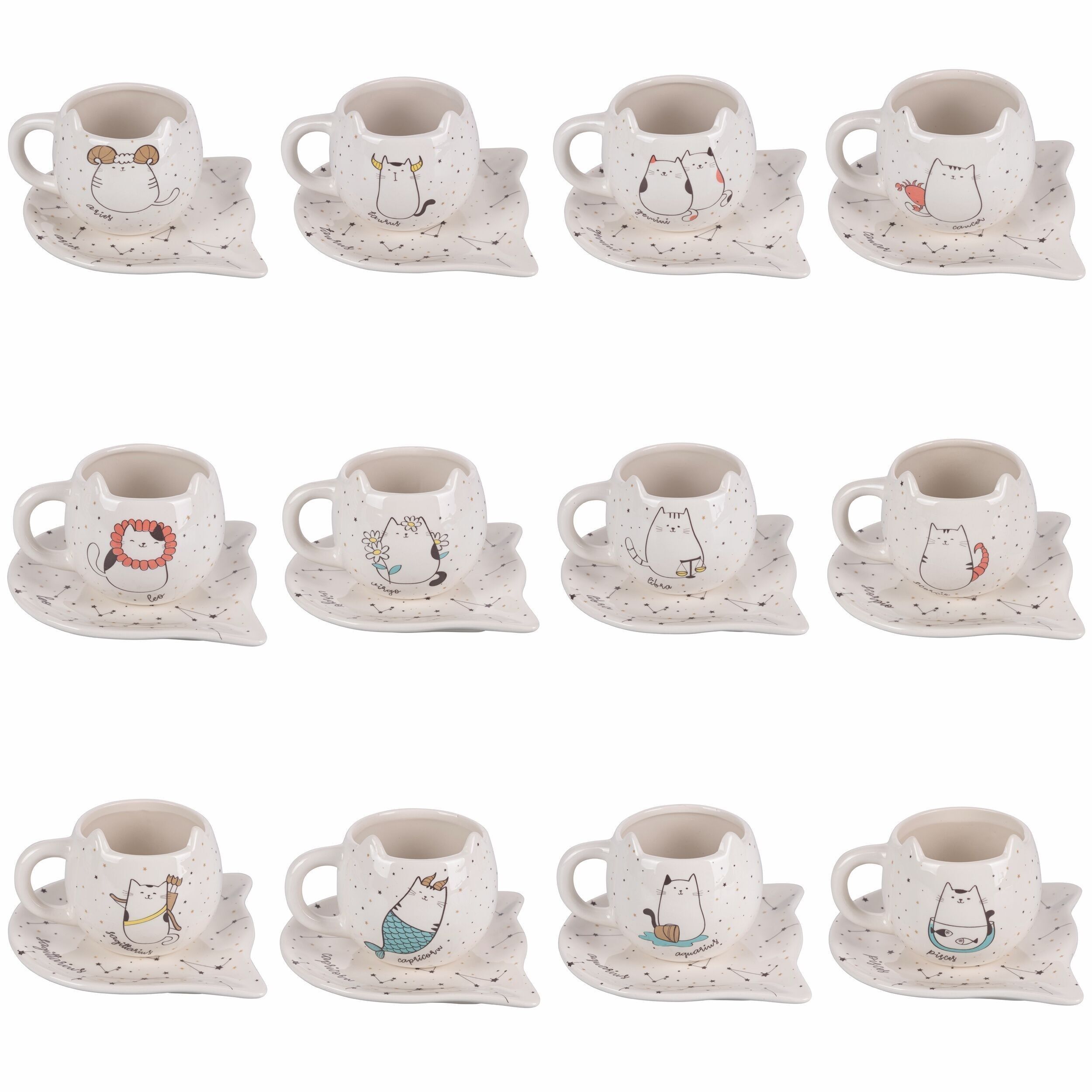 Tazza 400 ml con piattino in ceramica, Oroscocats