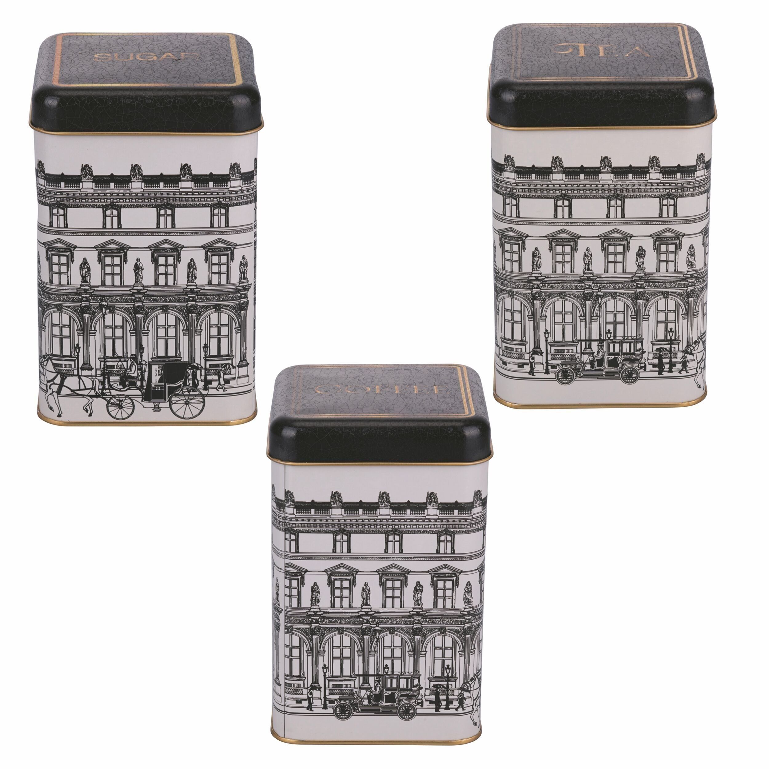 Set mit 3 Metallkanistern 1,9 l, Kaffee, Zucker und Tee, City