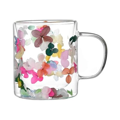 Cylindrical Mug with Multicolored Clovers and Handle 300ml Double Wall