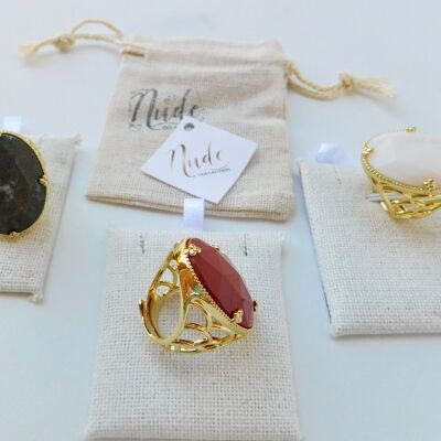 LOTE de 3 magníficos anillos de piedras naturales