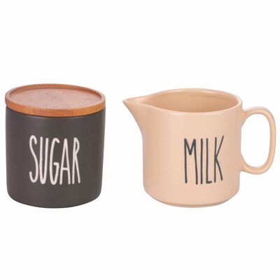 Stoneware milk jug and sugar bowl, Shades of Chocolate